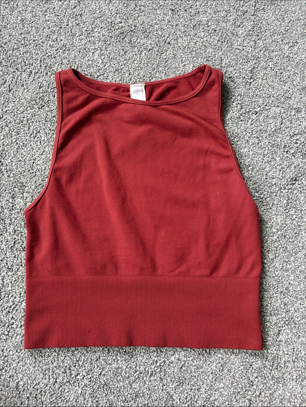Women's Ribbed Hem Sleeveless Crop Tank Top - Red